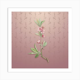 Vintage Pink Flower Botanical on Dusty Pink Pattern n.1274 Art Print