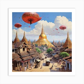 Myanmar City 1 Art Print