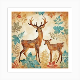 Outback Animals 2 Motif Batik Deer Art Print 3 1 Art Print