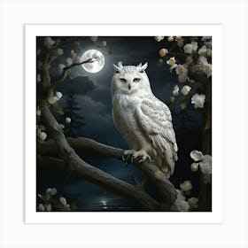 Owl In The Moonlight Art Print