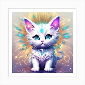 White Cat With Blue Eyes 1 Art Print