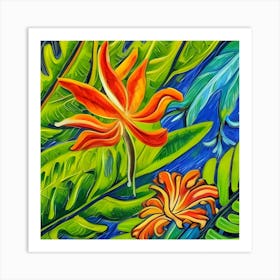 Tropical Flowers One Art Print