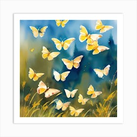 Yellow Butterflies 2 Art Print