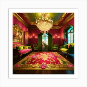 Futuristic Beautiful French Mansion Interior Glamo (24) Art Print