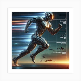 Futuristic Robot Running 11 Art Print