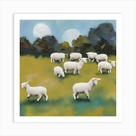 Sheep In The Meadow Art Print