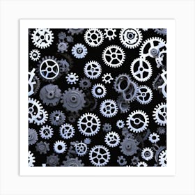 Gears On Black Background 12 Art Print