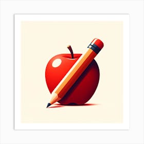 Apple And Pencil Art Print