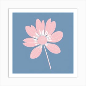 A White And Pink Flower In Minimalist Style Square Composition 440 Art Print