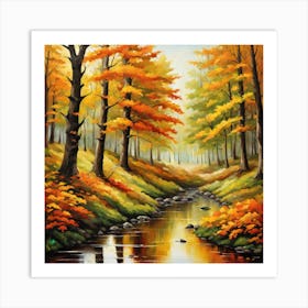 Forest In Autumn In Minimalist Style Square Composition 48 Art Print