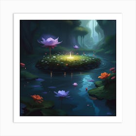 Lotus Pond Art Print