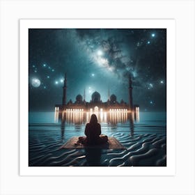 Islamic Woman Praying In Water Art Print