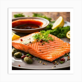 Salmon On A Plate Art Print