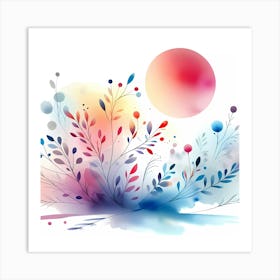 Watercolor Flower Background Art Print