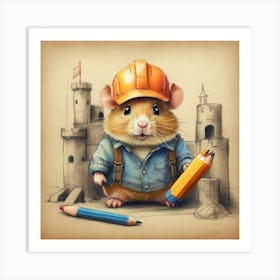 Hamster In A Hard Hat Art Print