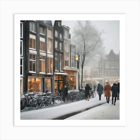 Amsterdam Chavez, winter, christmas snowfall.Amsterdam In Winter Art Print