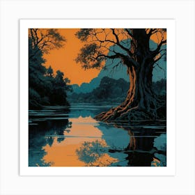 Default Full Moon Rising Over A Pond Photography Romanticism 2 ١ 2 Art Print