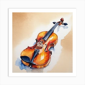 Watercolor Of A Violin Art Print