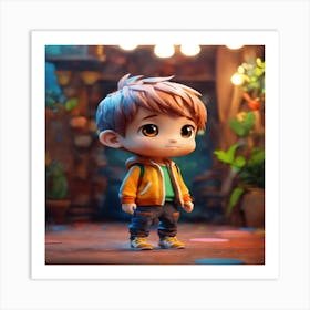 Little Boy Standing In A Room Art Print