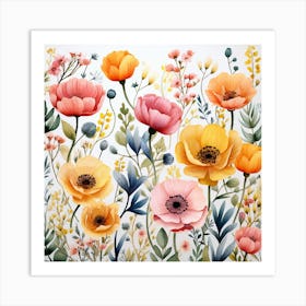 Watercolor Flowers 8 Art Print