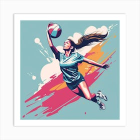 Volleyball Player Jumping Art Print