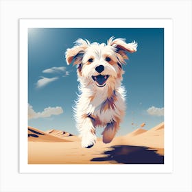 Dog Running In The Desert, colorful dog illustration, dog portrait, animal illustration, digital art, pet art, dog artwork, dog drawing, dog painting, dog wallpaper, dog background, dog lover gift, dog décor, dog poster, dog print, pet, dog, vector art, dog art Art Print