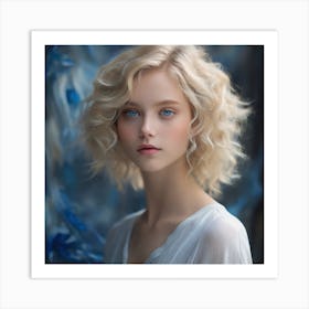 Portrait Of A Young Girl With Blue Eyes Art Print