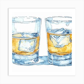 Two Glasses Of Whiskey Art Print