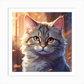 Cat In The Forest Art Print