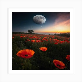 Poppies At Sunset 1 Art Print