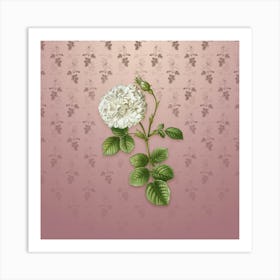 Vintage White Rose of York Botanical on Dusty Pink Pattern n.0597 Art Print