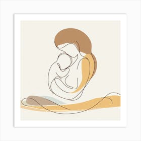 Mom-and-son love Line Art 2 Art Print