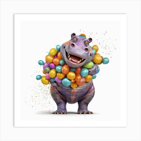 Birthday Hippo 2 Art Print