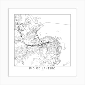 Rio De Janeiro Map Line Art Print