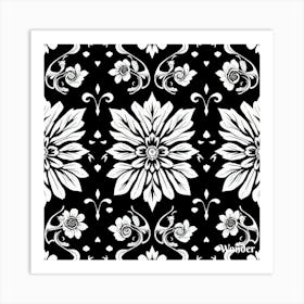 Black And White Floral Pattern 2 Art Print