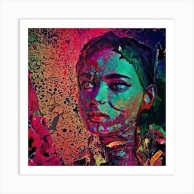 Woman With Colorful Paint On Her Face Art Print