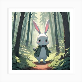 Cute Bunny In The Woods Art Print