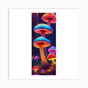 Mushrooms In The Forest Art Print