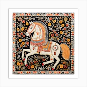 Russian Horse Madhubani Painting Indian Traditional Style Art Print