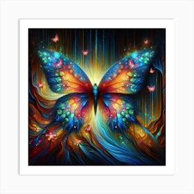 Surrealist Vibrant Butterfly II Art Print