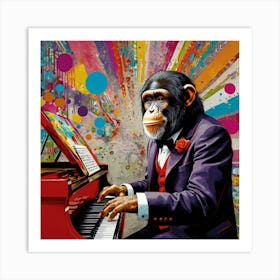 Piano chimp 3 Art Print