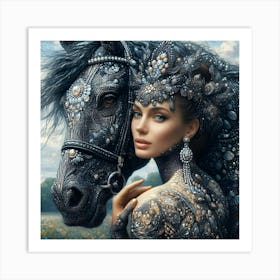 Woman With A Horse 2 Art Print