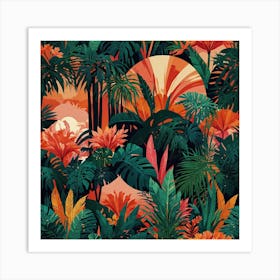 Tropical Jungle Seamless Pattern 1 Art Print