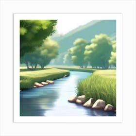 River Landscape Art Print