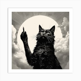 Cat Pointing Up The Sky Above Art Print