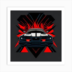 Car Red Artwork Of Graphic Design Flat (212) Art Print