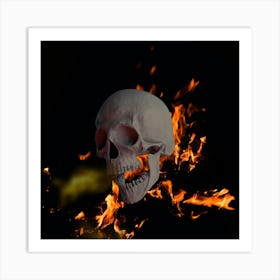 Skull On Fire Art Print