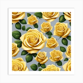 Yellow Roses Seamless Pattern 3 Art Print