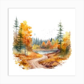 Watercolor Autumn Forest 5 Art Print