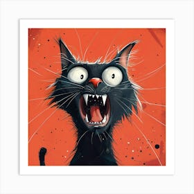 Crazy Cat Funny Illustration Poster